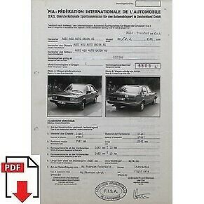 1980 Audi 80 2.2 FIA homologation form PDF download
